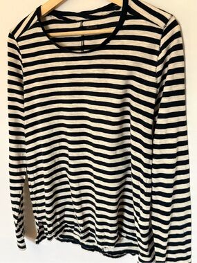 Madewell - Striped Long-Sleeve Scoop Neck Top - Navy & White